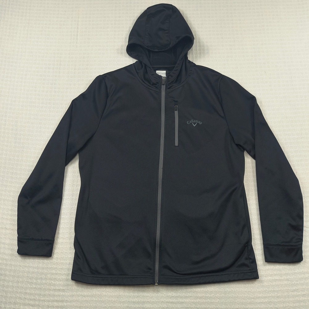 Callaway Mens Full Zip Performance Hoodie Black Golf Jacket Size Medium 587